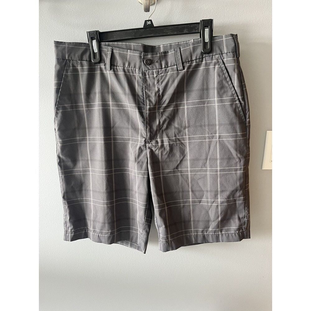 PGA Men's Gray Plaid Flat Front Golf Shorts Size‎ 36 EUC